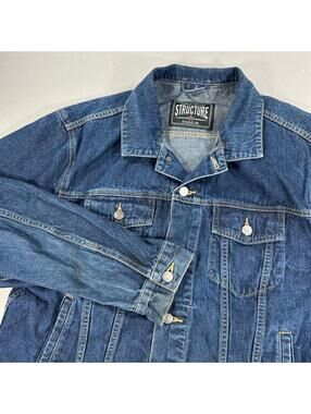Vintage 90s Structure Denim Trucker Jacket Men’s XL Blue Jean